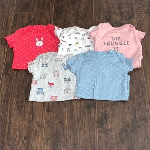 Bundle of 5 newborn baby girl onesies
